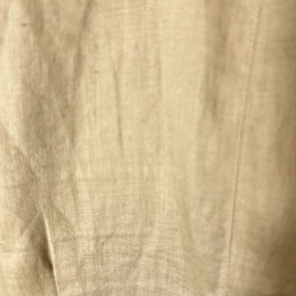 Vintage 90s Taxi Deep Tan Linen Roll Tab Sleeve Shaped Button Up Shirt Size L - Picture 12 of 13